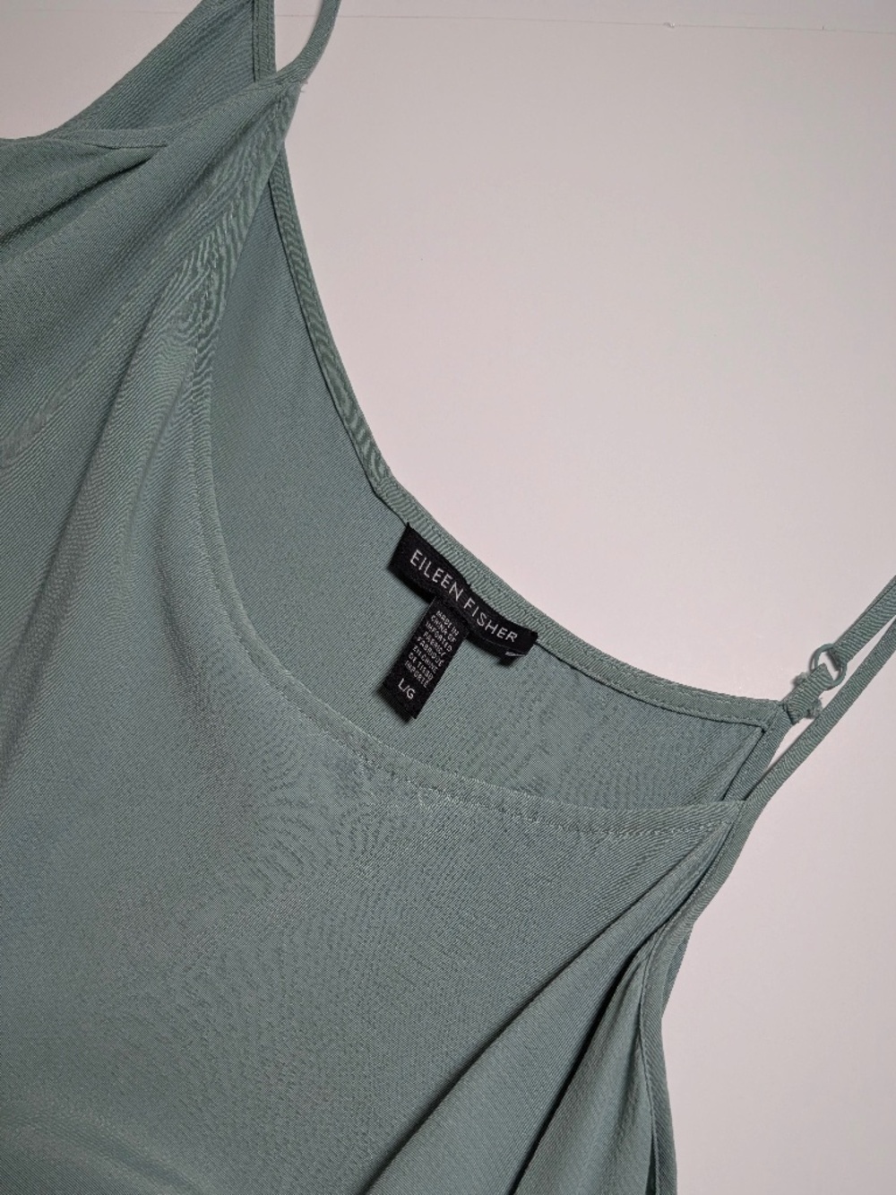 Eileen Fisher ELM Tencel Viscose Crepe Sundress Dress Size Large Seafoam Green - Picture 7 of 16